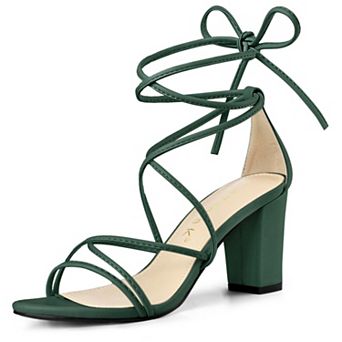 Women's Strappy Lace-Up Block Heels