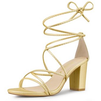 Women's Strappy Lace-Up Block Heels