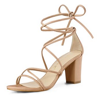 Women's Strappy Lace-Up Block Heels