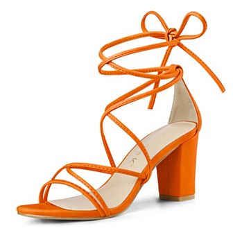 Women's Strappy Lace-Up Block Heels