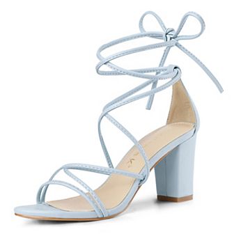 Women's Strappy Lace-Up Block Heels