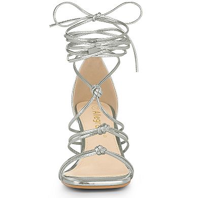 Women's Lace Up Strappy Chunky High Heels Sandals