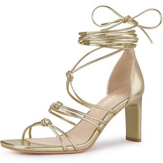 Women's Lace Up Strappy Chunky High Heels Sandals