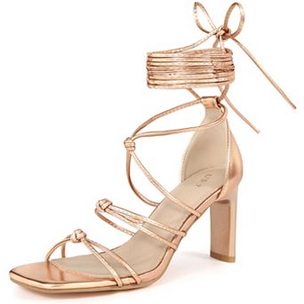 Women's Lace Up Strappy Chunky High Heels Sandals