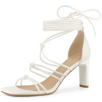 Women's Lace Up Strappy Chunky High Heels Sandals