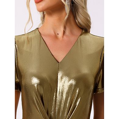 Jumpsuits for Women's V Neck Short Sleeve Self Tie Front Casual Suit Set