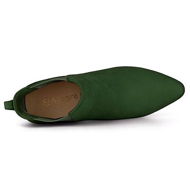 Women's Pointed Toe Block Heel Ankle Chelsea Boots