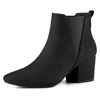 Women's Pointed Toe Block Heel Ankle Chelsea Boots