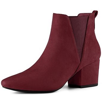 Women's Pointed Toe Block Heel Ankle Chelsea Boots