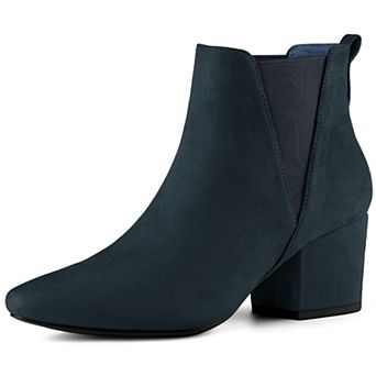 Women's Pointed Toe Block Heel Ankle Chelsea Boots