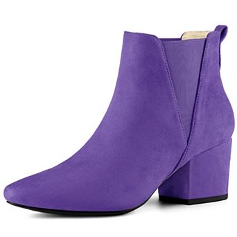 Women's Pointed Toe Block Heel Ankle Chelsea Boots
