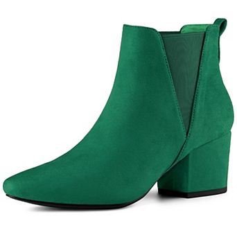 Women's Pointed Toe Block Heel Ankle Chelsea Boots