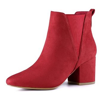 Women's Pointed Toe Block Heel Ankle Chelsea Boots