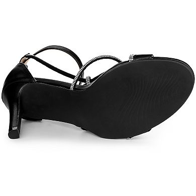 Women's Rhinestone Knot Strap Stiletto Heels Sandals