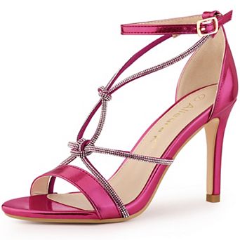 Women's Rhinestone Knot Strap Stiletto Heels Sandals