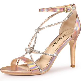 Women's Rhinestone Knot Strap Stiletto Heels Sandals