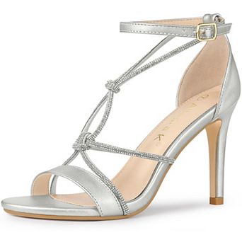 Women's Rhinestone Knot Strap Stiletto Heels Sandals