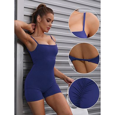 Women's Square Neck Bodysuit Spaghetti Strap Backless Tummy Control Cami Bodyshort Shapewear