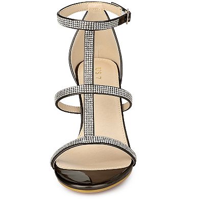 Women's Rhinestone Ankle Strap Stiletto High Heel Sandals