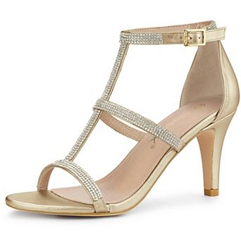 Women's Rhinestone Ankle Strap Stiletto High Heel Sandals