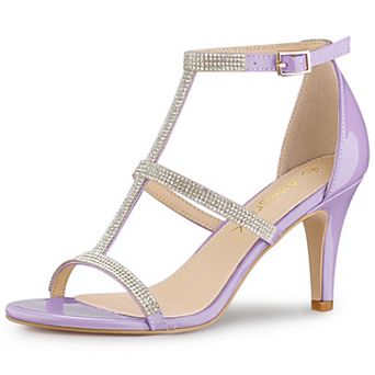 Women's Rhinestone Ankle Strap Stiletto High Heel Sandals