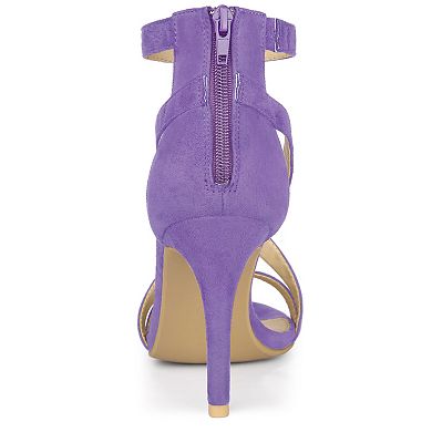 Women's Zipper Ankle Strap Stiletto Heel Sandals