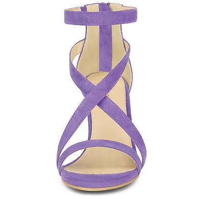 Women's Zipper Ankle Strap Stiletto Heel Sandals