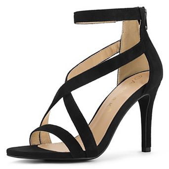 Women's Zipper Ankle Strap Stiletto Heel Sandals