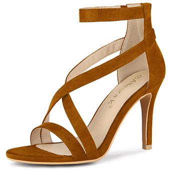 Women's Zipper Ankle Strap Stiletto Heel Sandals