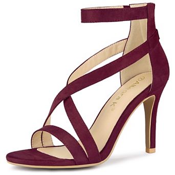 Women's Zipper Ankle Strap Stiletto Heel Sandals