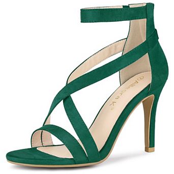 Women's Zipper Ankle Strap Stiletto Heel Sandals