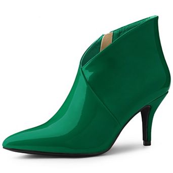 Women's V Shape Pointed Toe Stiletto Heel Ankle Boots