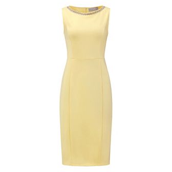 Women's Rhinestone Boat Neck Dresses Sleeveless Pencil Sheath Dress