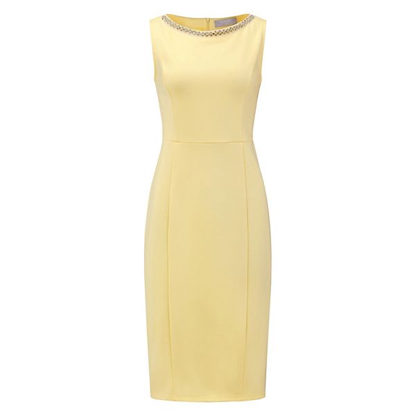 White Basic Sheath Dress with boat neckline - Aspen