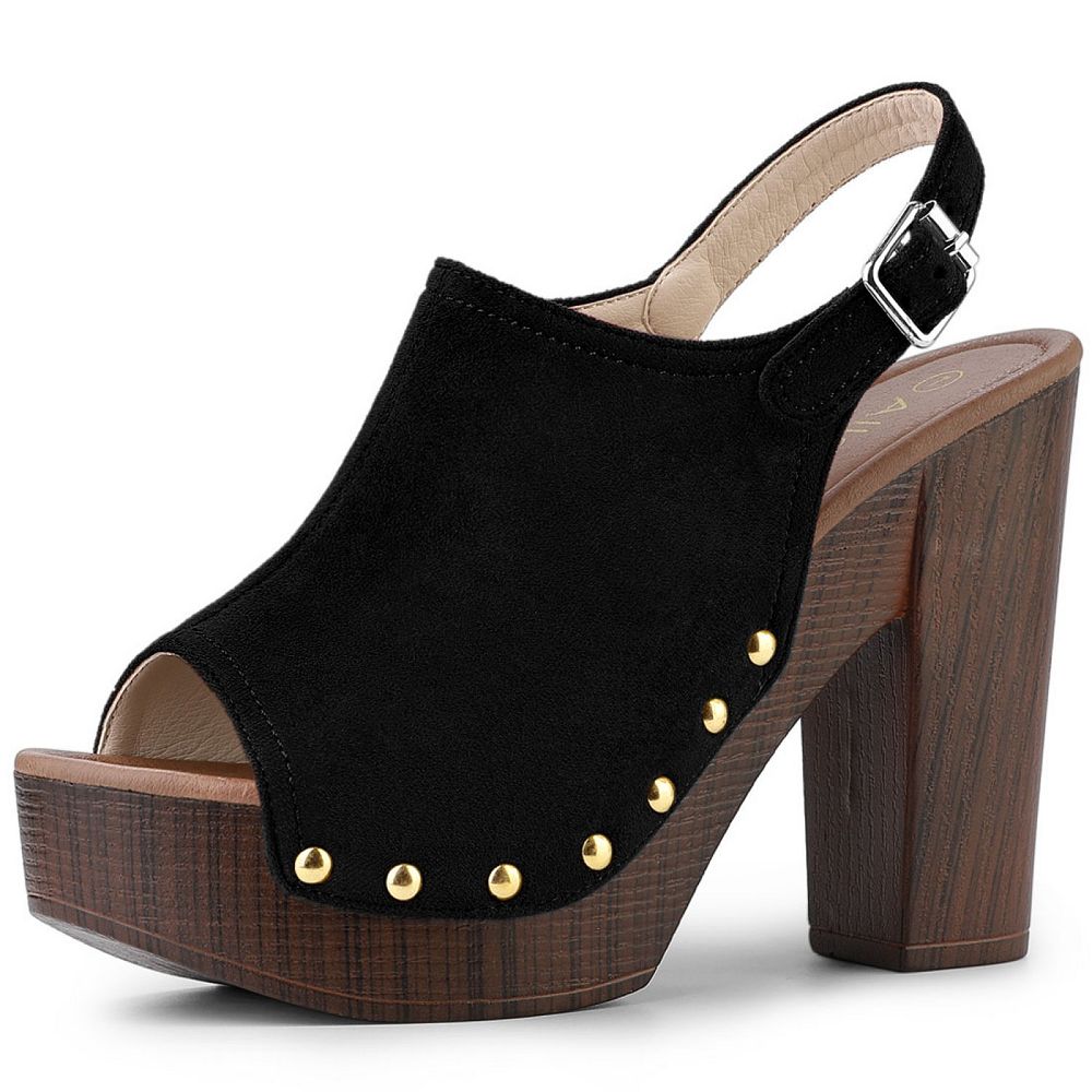 Chunky Heel Pointy Toe Slingback Sandals
