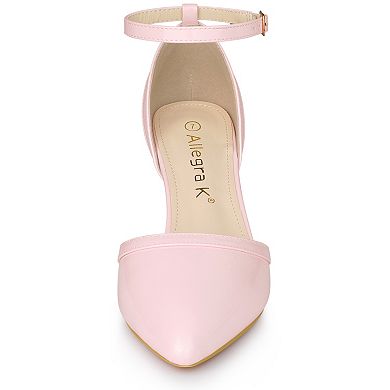 Women's Pointed Toe Stiletto High Heel Pumps Ankle Strap Wedding Bridal Evening Party Dress Shoes