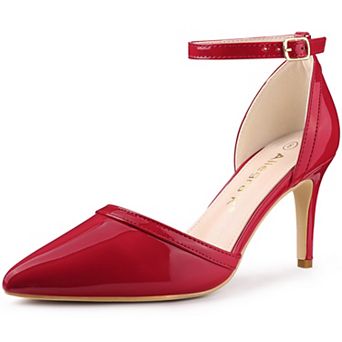 Women's Pointed Toe Stiletto High Heel Pumps Ankle Strap Wedding Bridal Evening Party Dress Shoes