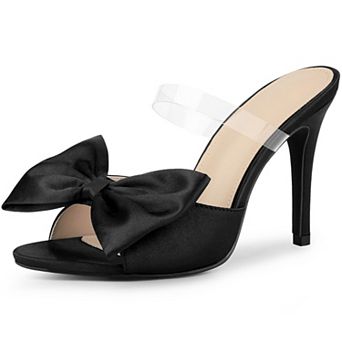 Women's Bow Sandal Stiletto Heels Mules Heel Sandals