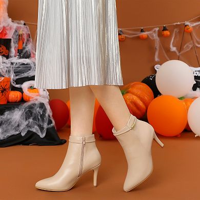 Women's Pointy Toe Zipper Stiletto Heel Ankle Boots