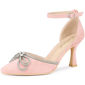 Women's Rhinestones Bow Ankle Strap Stiletto Heel Sandals Pumps