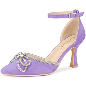Women's Rhinestones Bow Ankle Strap Stiletto Heel Sandals Pumps