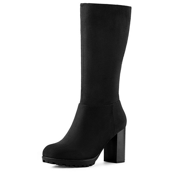 mid calf block heel boots