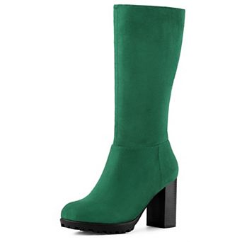 Women's Mid Calf Block Heel Boots
