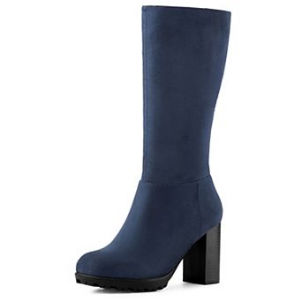 Women's Mid Calf Block Heel Boots