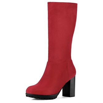 Women's Mid Calf Block Heel Boots