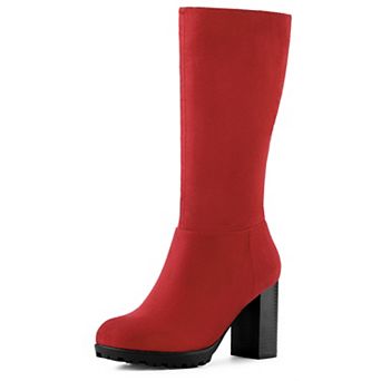 Women's Mid Calf Block Heel Boots