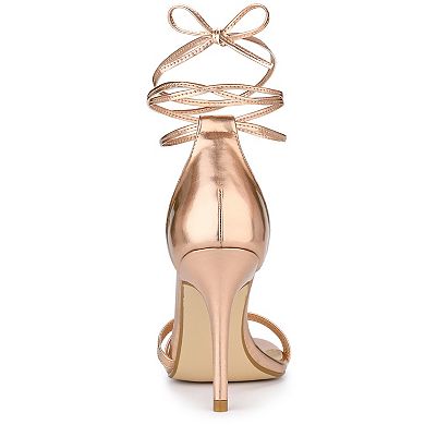 Women's Open Toe Lace Up Stiletto Heels Sandals