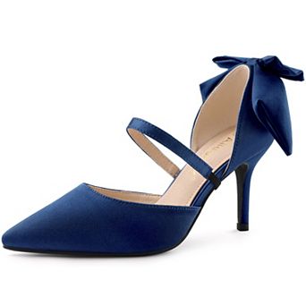 Women's Pointed Toe Bow Satin Stiletto Heels Pumps