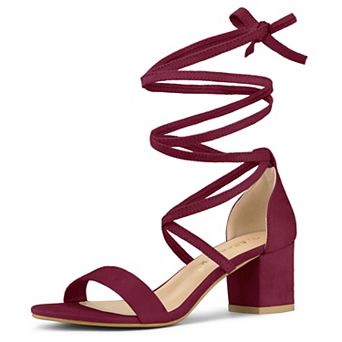 Women's Open Toe Lace Up Mid Chunky Heeled Sandals