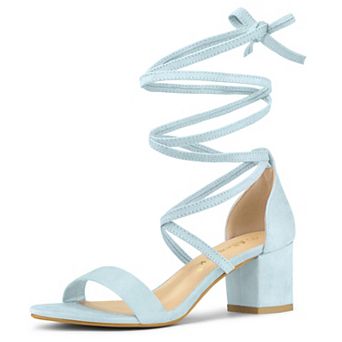 Women's Open Toe Lace Up Mid Chunky Heeled Sandals